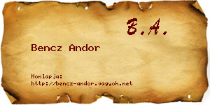 Bencz Andor névjegykártya