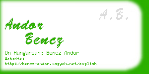 andor bencz business card